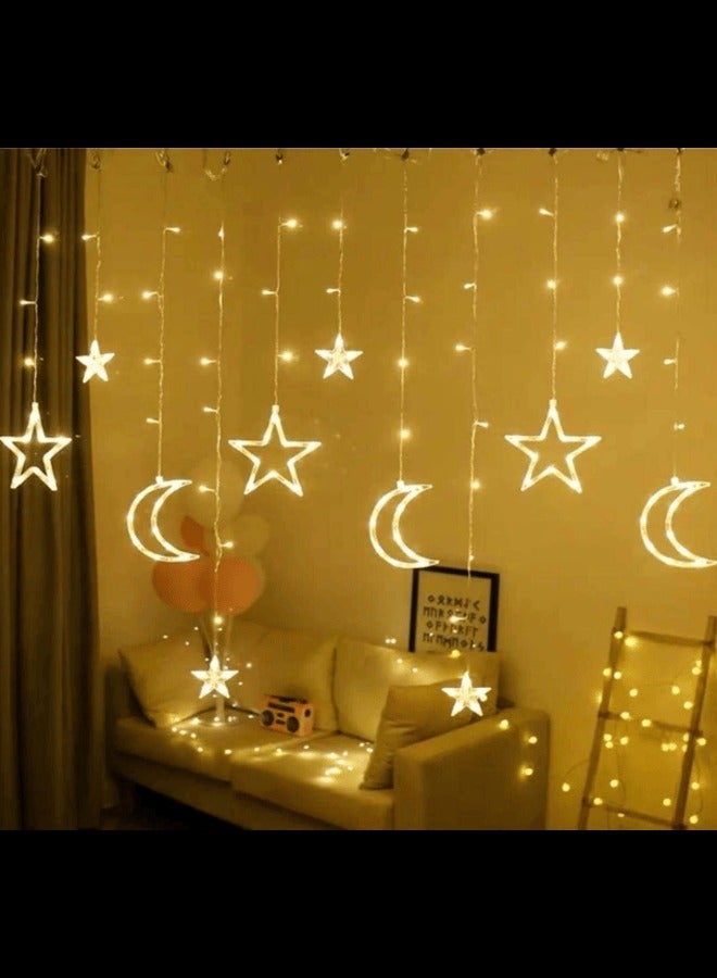 H.F.J Star & Moon String Lights 4 Meter | Warm White LED Fairy Lights with Crescent Moon & Star Design | Decorative Curtain Lights for Bedroom, Ramadan, Eid, Wedding & Home Décor - Image 4